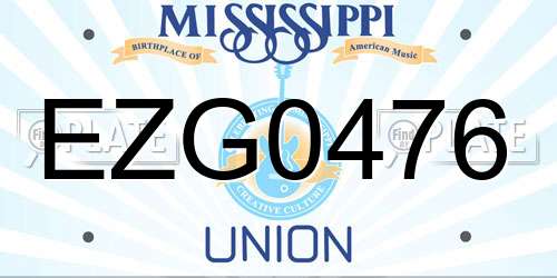EZG0476 Mississippi License Plate