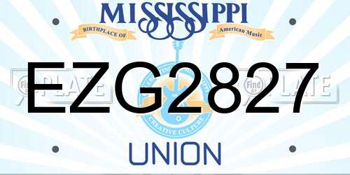 EZG2827 Mississippi License Plate