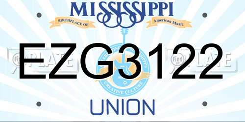 EZG3122 Mississippi License Plate