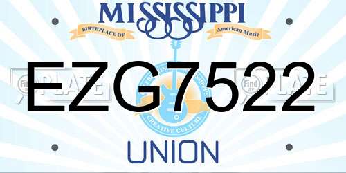 EZG7522 Mississippi License Plate