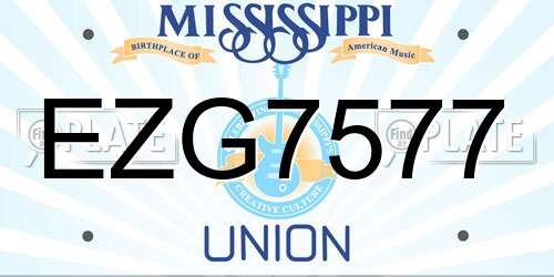 EZG7577 Mississippi License Plate