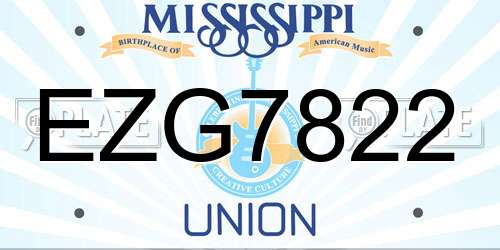 EZG7822 Mississippi License Plate
