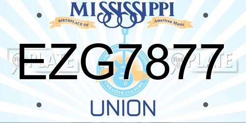 EZG7877 Mississippi License Plate