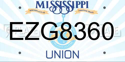 EZG8360 Mississippi License Plate