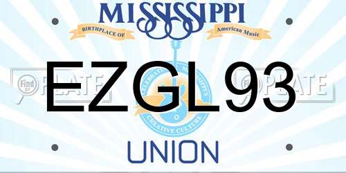 EZGL93 Mississippi License Plate