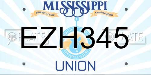 EZH345 Mississippi License Plate