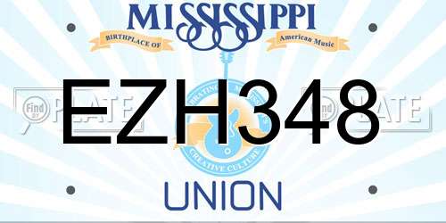 EZH348 Mississippi License Plate