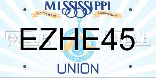 EZHE45 Mississippi License Plate