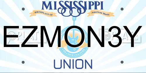 EZMON3Y Mississippi License Plate