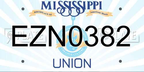 EZN0382 Mississippi License Plate
