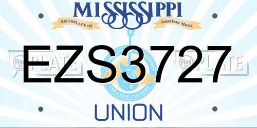 EZS3727 Mississippi License Plate