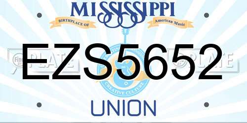 EZS5652 Mississippi License Plate
