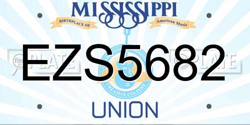 EZS5682 Mississippi License Plate