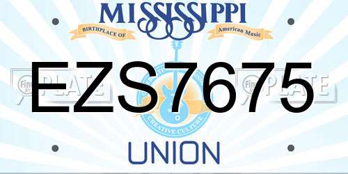 EZS7675 Mississippi License Plate
