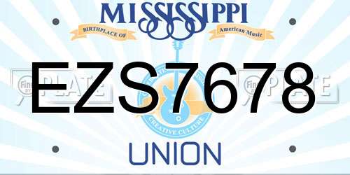 EZS7678 Mississippi License Plate