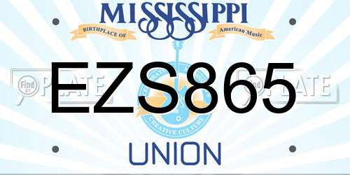 EZS865 Mississippi License Plate