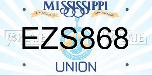 EZS868 Mississippi License Plate