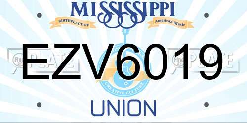 EZV6019 Mississippi License Plate