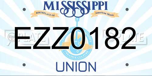 EZZ0182 Mississippi License Plate