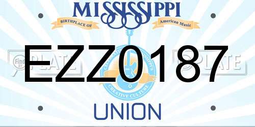 EZZ0187 Mississippi License Plate