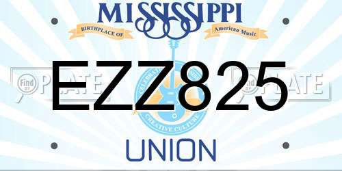 EZZ825 Mississippi License Plate