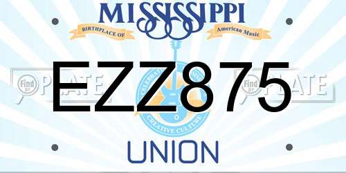EZZ875 Mississippi License Plate