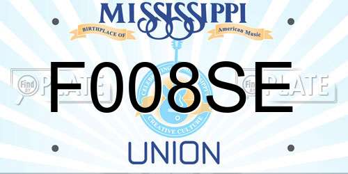 F008SE Mississippi License Plate