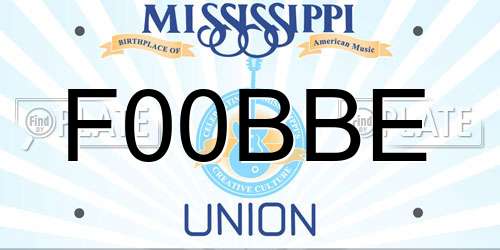 F00BBE Mississippi License Plate