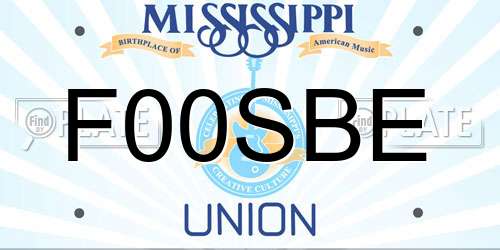 F00SBE Mississippi License Plate