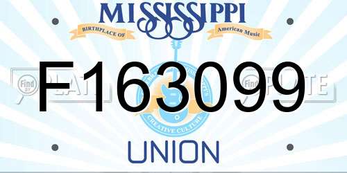 F163099 Mississippi License Plate