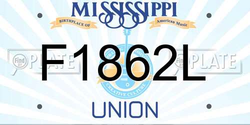 F1862L Mississippi License Plate