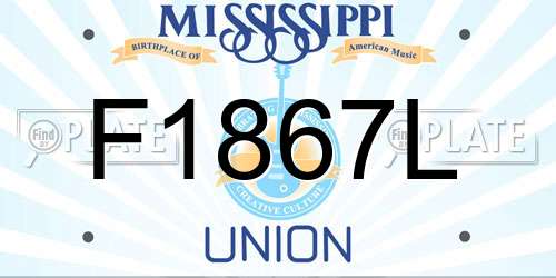 F1867L Mississippi License Plate