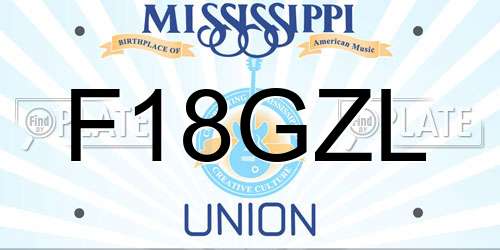 F18GZL Mississippi License Plate