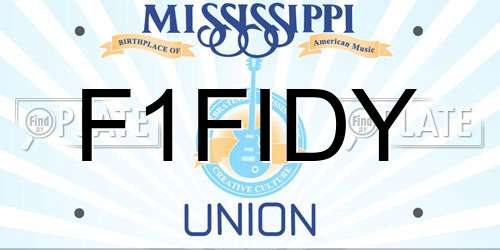F1FIDY Mississippi License Plate