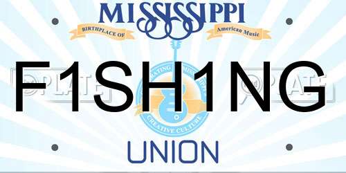 F1SH1NG Mississippi License Plate