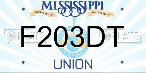 F203DT Mississippi License Plate