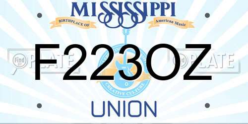 F223OZ Mississippi License Plate