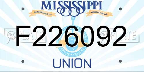 F226092 Mississippi License Plate