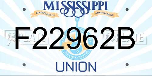 F22962B Mississippi License Plate