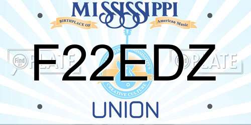 F22EDZ Mississippi License Plate