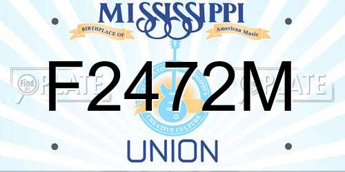F2472M Mississippi License Plate