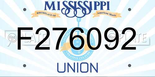 F276092 Mississippi License Plate