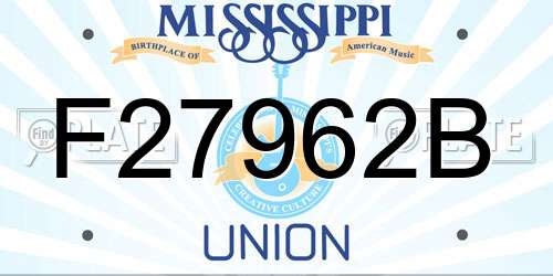 F27962B Mississippi License Plate