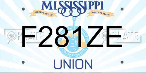 F281ZE Mississippi License Plate