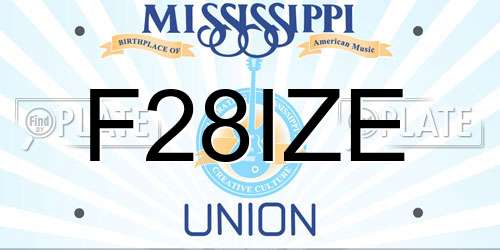 F28IZE Mississippi License Plate