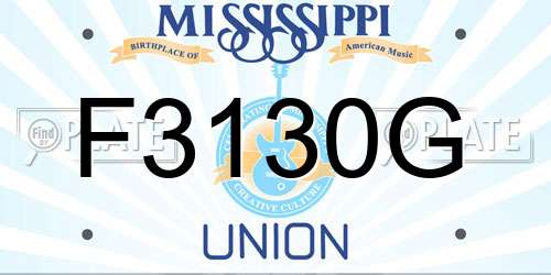 F3130G Mississippi License Plate