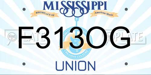 F313OG Mississippi License Plate
