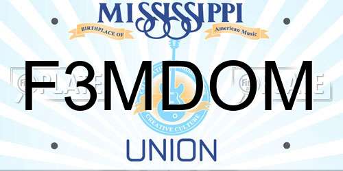 F3MDOM Mississippi License Plate