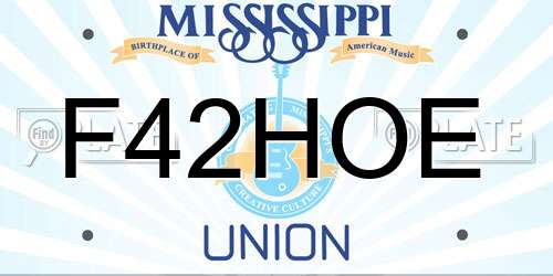 F42HOE Mississippi License Plate