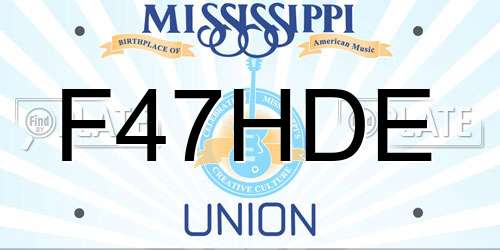 F47HDE Mississippi License Plate